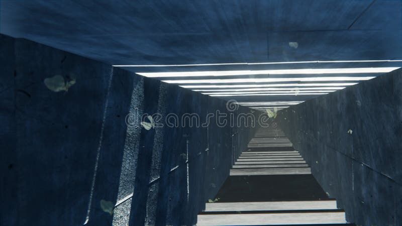Gráfico de movimiento de escala de tiempo abstracto de volar hacia un túnel de concreto industrial libre illustration