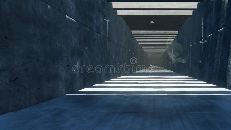 Gráfico de movimiento de escala de tiempo abstracto de volar hacia un túnel de concreto industrial ilustración del vector