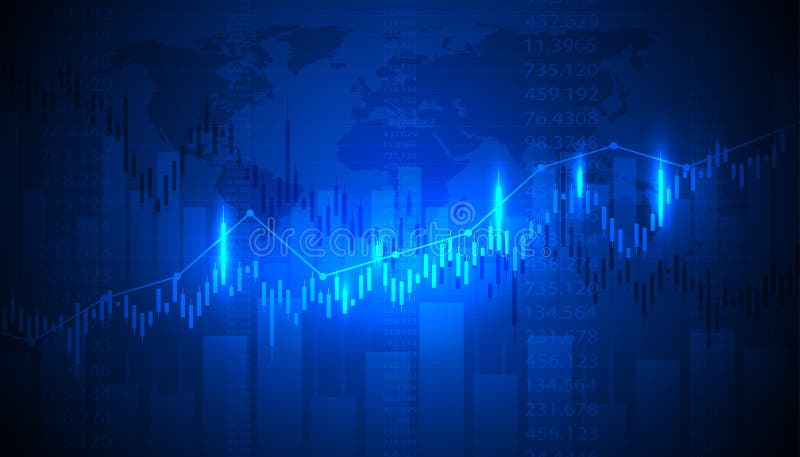 Gráfico económico con diagramas en el mercado de valores para conceptos empresariales y financieros y fondo portador azul reportsa
