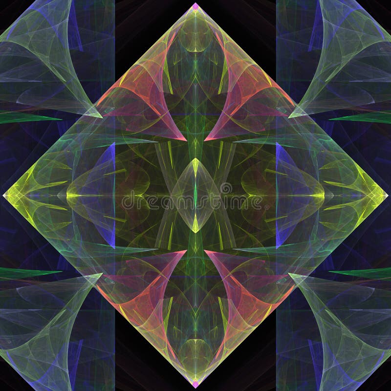 Gráfico fractal simétrico abstracto colorido ilustración del vector