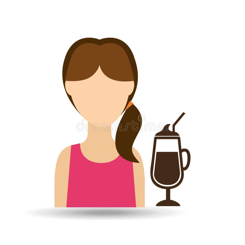 gráfico fresco del icono de la paja del café de la taza de la muchacha del carácter libre illustration gráfico fresco del icono de la paja del café de la taza de la muchacha del carácter libre illustration