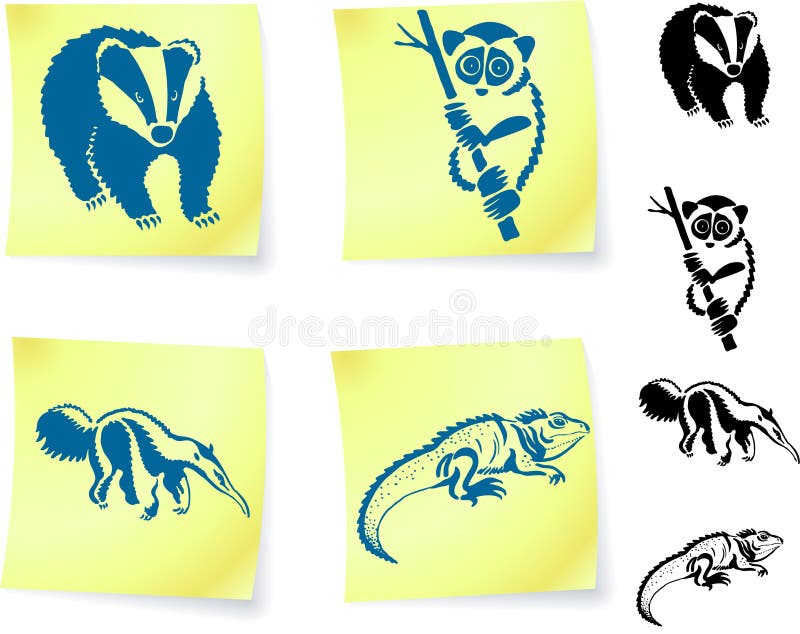 Gráficos animales en notas de post-it libre illustration Gráficos animales en notas de post-it libre illustration