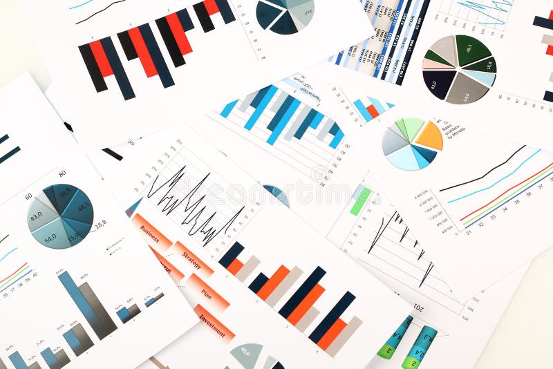 Gráficos, cartas, pesquisa de mercado e fundo coloridos do informe anual do negócio, projeto da gestão, planeamento do orçamento