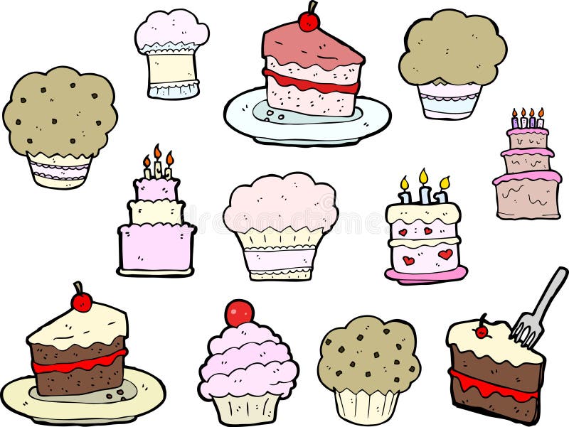 Gráficos de la magdalena y de la torta ilustración del vector Gráficos de la magdalena y de la torta ilustración del vector