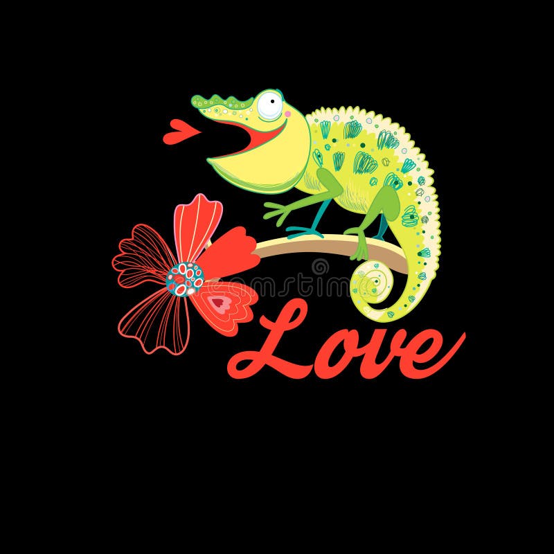 Gráficos en amor con un camaleón divertido libre illustration Gráficos en amor con un camaleón divertido libre illustration
