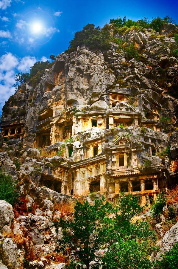 Antique,historical tombs in the mountains near Myra town. Turkey. Antique,historical tombs in the mountains near Myra town. Turkey.