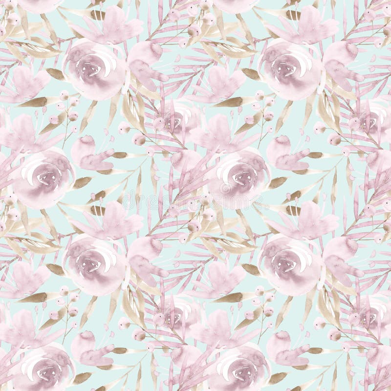 Gräns - rosa rosor och pioner med gråa sidor på blå bakgrund seamless modell Romantikerträdgården blommar illustrationen vektor illustrationer Gräns - rosa rosor och pioner med gråa sidor på blå bakgrund seamless modell Romantikerträdgården blommar illustrationen vektor illustrationer