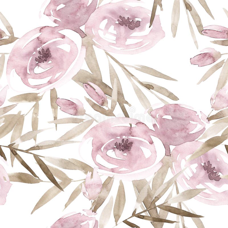 Gräns - rosa rosor och pioner med gråa sidor på vit bakgrund seamless modell Romantikerträdgården blommar illustrationen royaltyfri illustrationer Gräns - rosa rosor och pioner med gråa sidor på vit bakgrund seamless modell Romantikerträdgården blommar illustrationen royaltyfri illustrationer