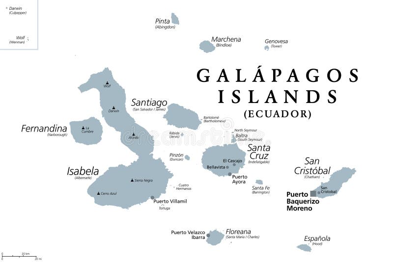 Galapagosöar Som Ingår I En Politisk Karta över En Skärgård Vektor