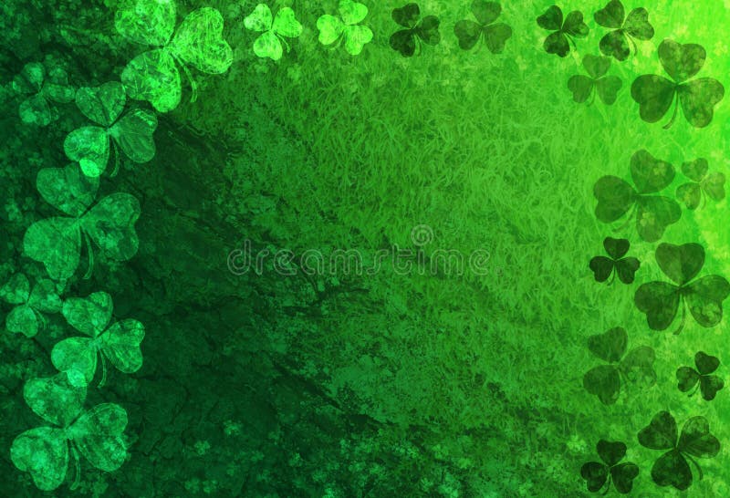 Grön Grungebakgrund med Shamrocks vektor illustrationer Grön Grungebakgrund med Shamrocks vektor illustrationer