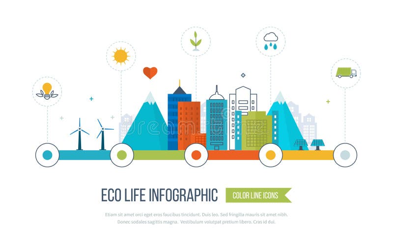 Grön infographic ecostad Ekologibegrepp, royaltyfri illustrationer Grön infographic ecostad Ekologibegrepp, royaltyfri illustrationer
