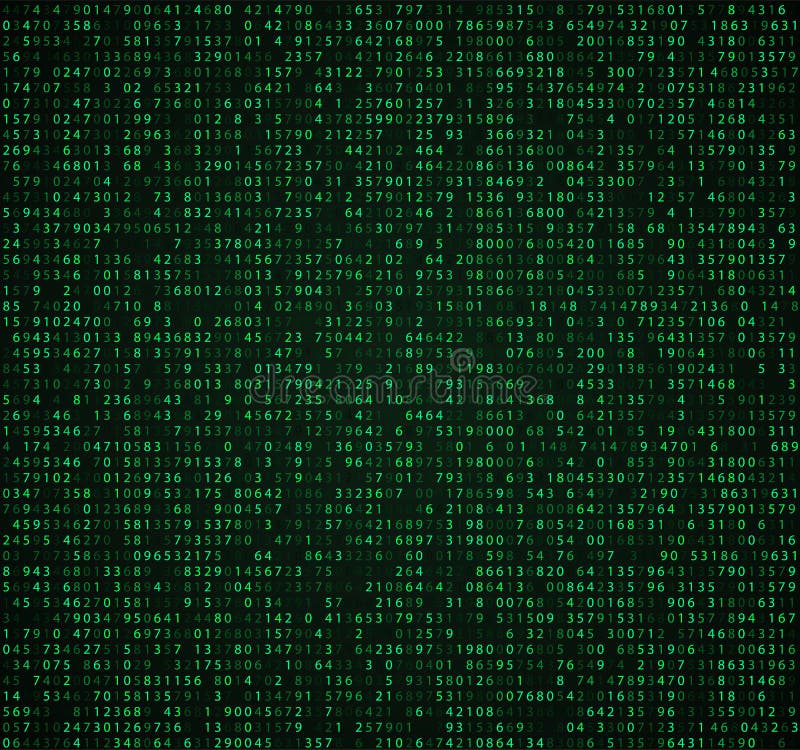 Grön matrisbakgrund med siffror Datorkod för att koda och kodning