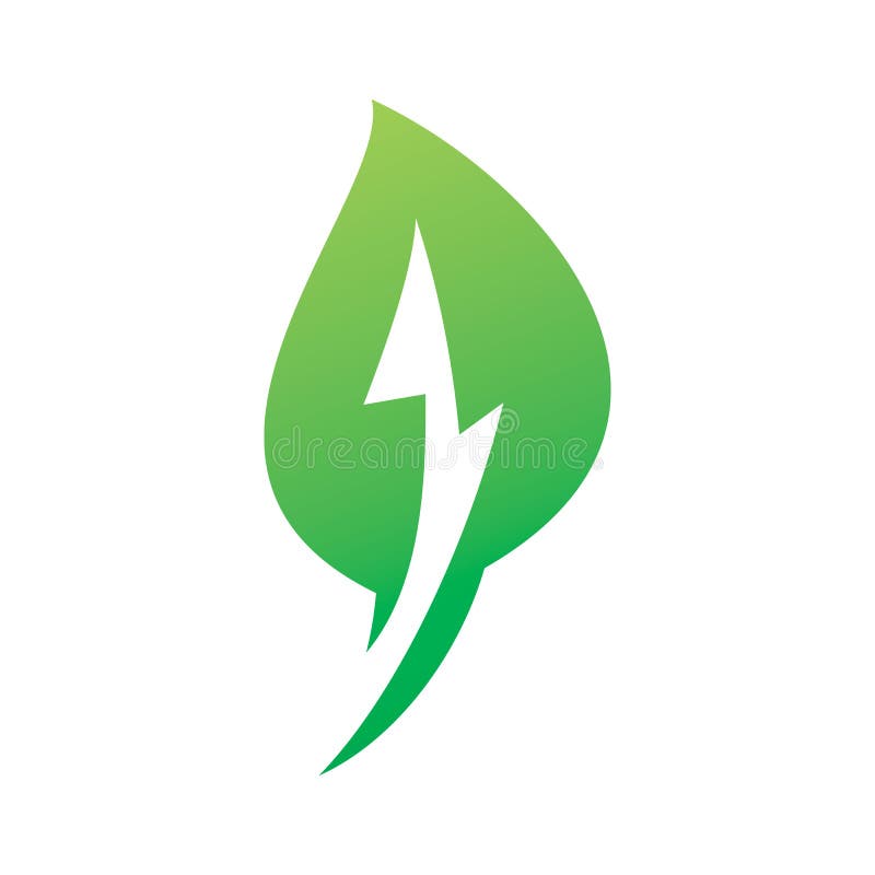 Grön naturblixtbelysning energi elektrisk logotypkonstruktion vektor illustrationer