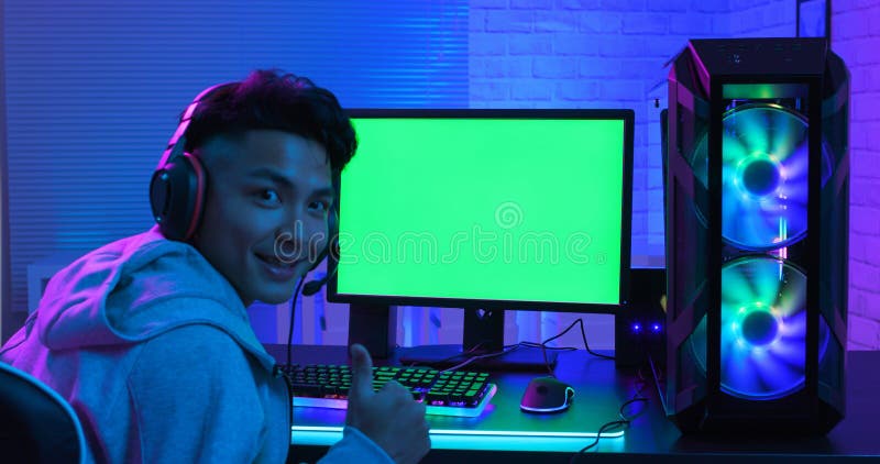 Grön skärm för cybersport-spel arkivbilder