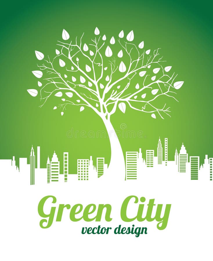 Grön stad vektor illustrationer