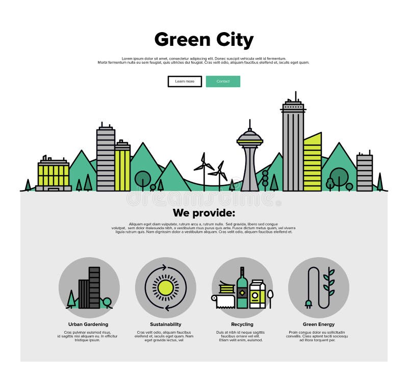 Grön stadslägenhetlinje rengöringsdukdiagram royaltyfri illustrationer