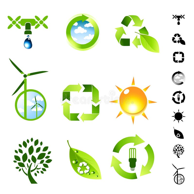 Grön symbolslivingset stock illustrationer