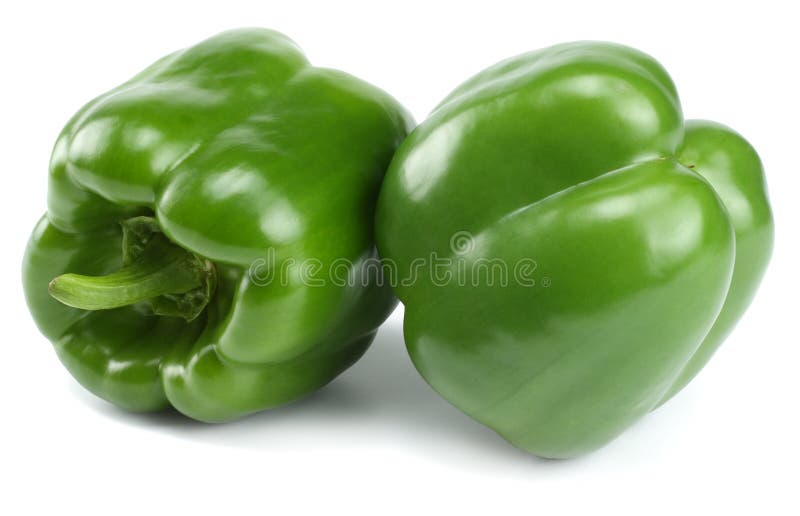 Grön söt spansk peppar som isoleras på vit bakgrund fotografering för bildbyråer