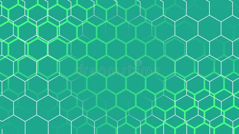 Grön övertoning hexagonalt mönster looping animering. stock illustrationer