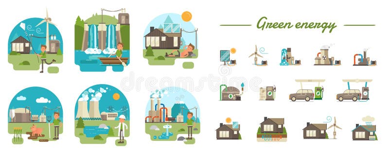 Gröna energibegrepp royaltyfri illustrationer Gröna energibegrepp royaltyfri illustrationer