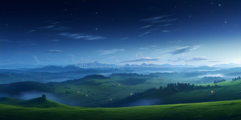 Gröna valkullar under stjärnhimlen vektor illustrationer