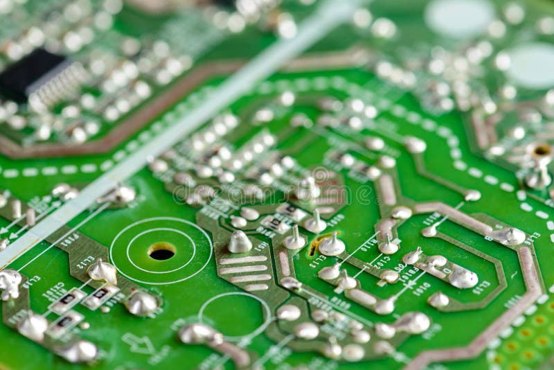 Grönt PCB-slut upp microcircuitmakroen, strömkretsbräde royaltyfri fotografi Grönt PCB-slut upp microcircuitmakroen, strömkretsbräde royaltyfri fotografi