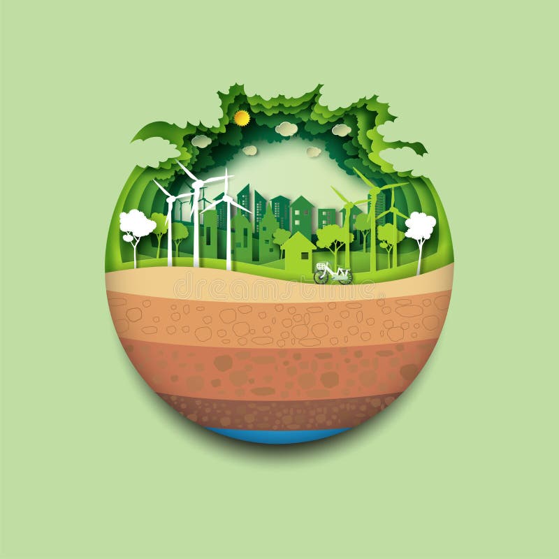 Grüne Erd- und ecostadtkonzept stock abbildung Grüne Erd- und ecostadtkonzept stock abbildung