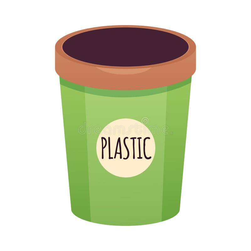 Grüne Flasche mit Deckel und Kunststoffetikett Vektor flach Zero Abfallbehälter wiederverwendbar zum Sortieren Müll ECO Lifestyle stock abbildung