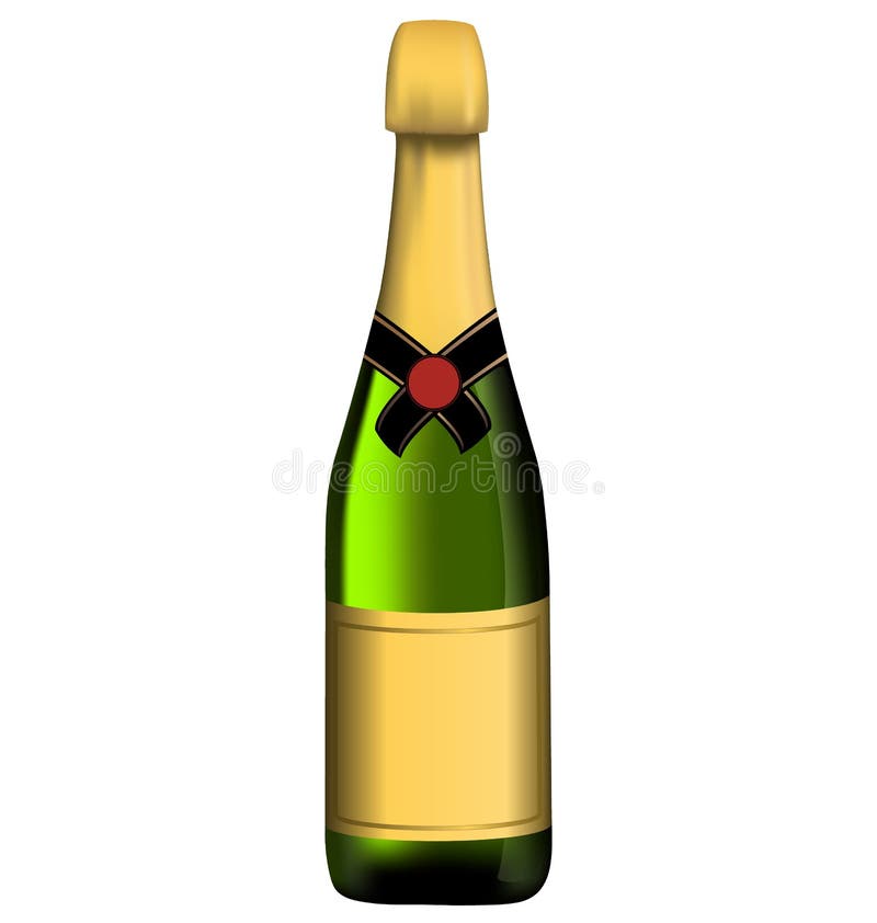 Grüne Flasche Sekt stock abbildung