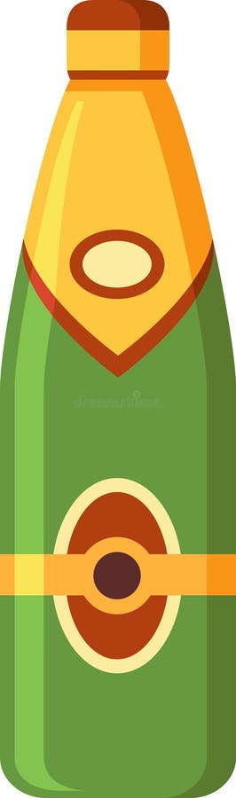 Grüne Flasche Sekt mit Etiketten und goldner Top feierlicher Erfolg oder besonderen Anlass stock abbildung