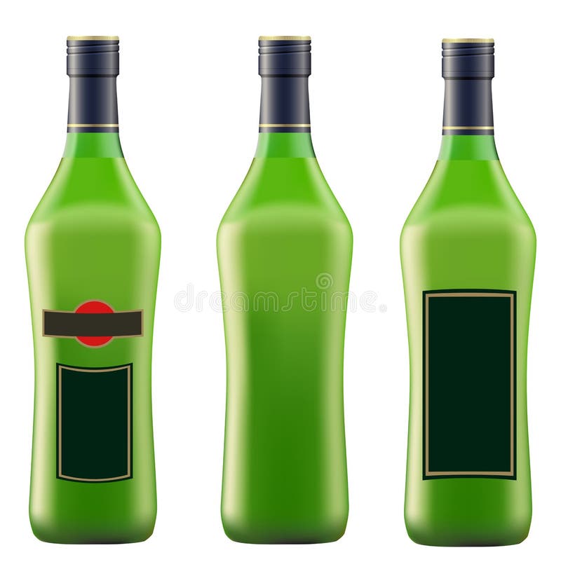 Grüne Flasche Wermut Martini stock abbildung