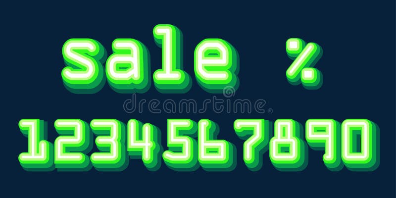 Grüne Neonhologramm-Zahlen stellten Guss ein Verkaufs-Rabatt-Prozent-Wahl-Vektor vektor abbildung Grüne Neonhologramm-Zahlen stellten Guss ein Verkaufs-Rabatt-Prozent-Wahl-Vektor vektor abbildung