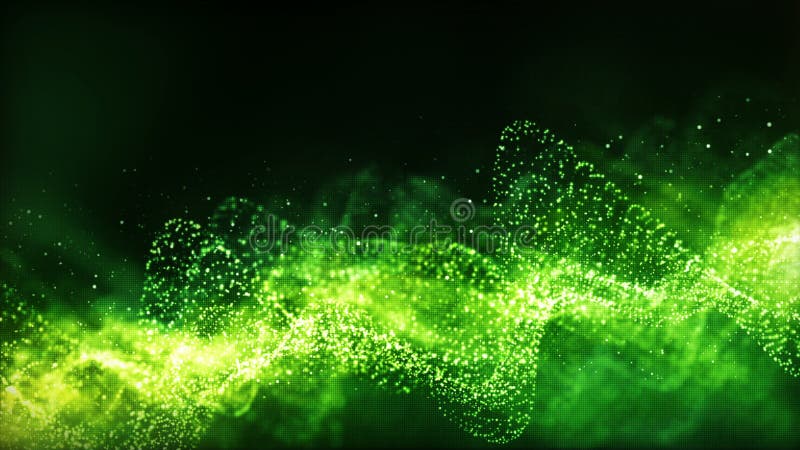 Grüne Partikel Digital mit Gitter winken abstrakten Hintergrund zu vektor abbildung