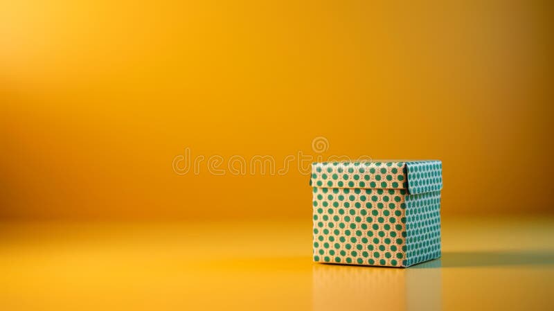 Grüne Polka Dot Geschenkbox auf Gelb vektor abbildung