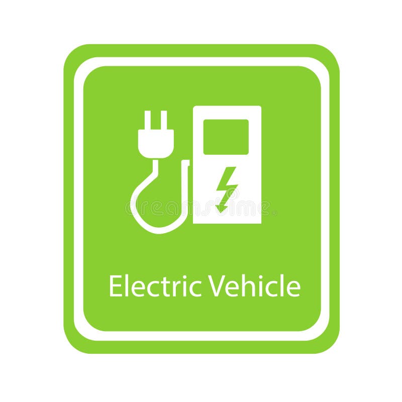 Green Eco Electric Fuel Pump Vector Icon . Road sign template of electric vehicle. Vector illustration of minimalistic flat design. Green Eco Electric Fuel Pump Vector Icon . Road sign template of electric vehicle. Vector illustration of minimalistic flat design