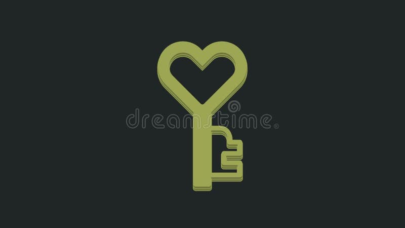 Grüne Taste für das Symbol in Herzform, isoliert auf schwarzem Hintergrund. Happy Valentines Tag 4k Video Motion Grafik Animation stock video footage