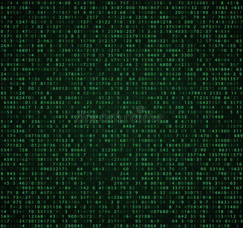 Grüner Matrixhintergrund mit Stellen Computercode für die Verschlüsselung und die Kodierung stock abbildung