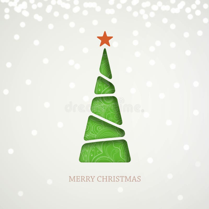 Grüner Papierweihnachtsbaum auf hellem Hintergrund mit Schein, Glanz und Schatten stock abbildung Grüner Papierweihnachtsbaum auf hellem Hintergrund mit Schein, Glanz und Schatten stock abbildung
