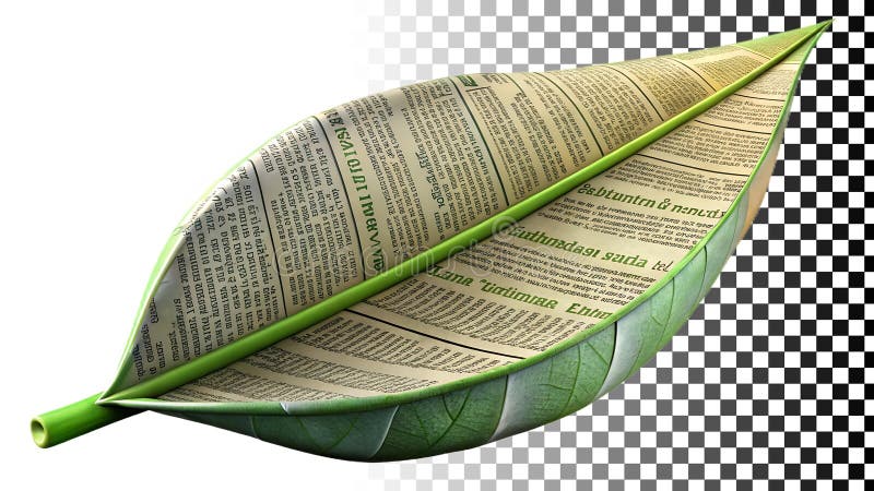Grünes Blatt mit gelben Venen lebendiges botanisches Element Pnng transparentes Bild Generative AI stock abbildung