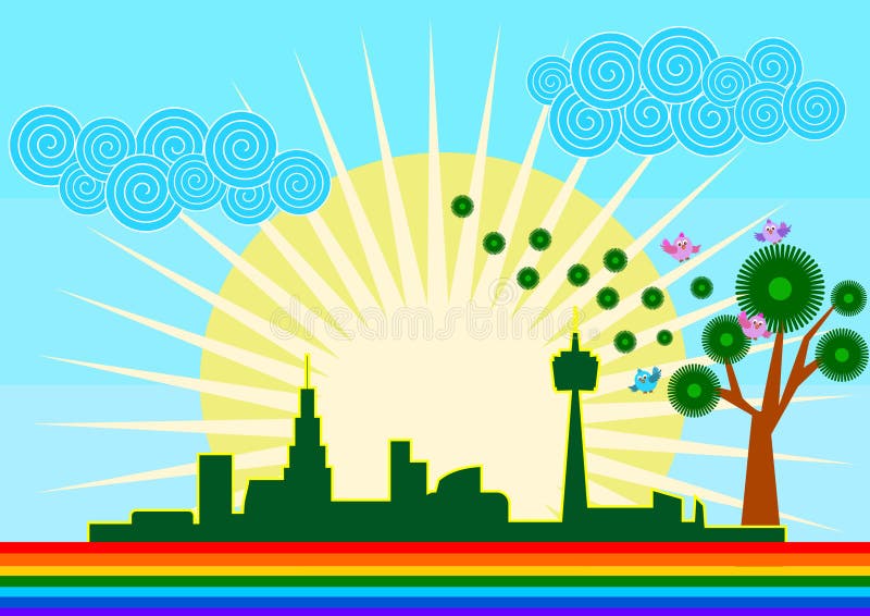 Grünes Eco-Stadt-Skylinekonzept vektor abbildung Grünes Eco-Stadt-Skylinekonzept vektor abbildung