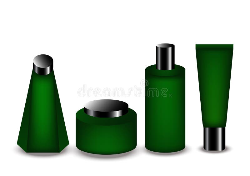 Grünes Flaschenprodukt für Kosmetik und Badekurort vektor abbildung