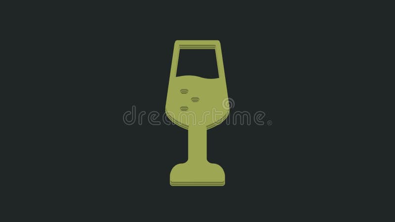 Grünes Glas Champagnersymbol isoliert auf schwarzem Hintergrund. Happy Valentines Tag 4k Video Motion Grafik Animation stock video footage