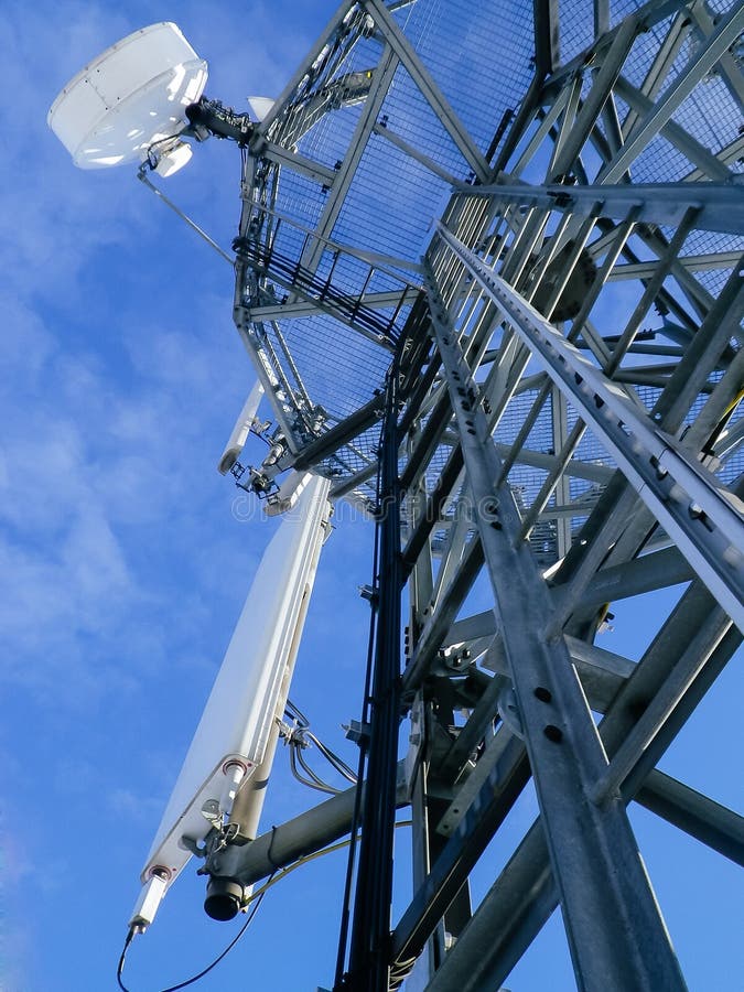 GSM Transmitter Tower, Technican Climber Stock Photo Image of tower