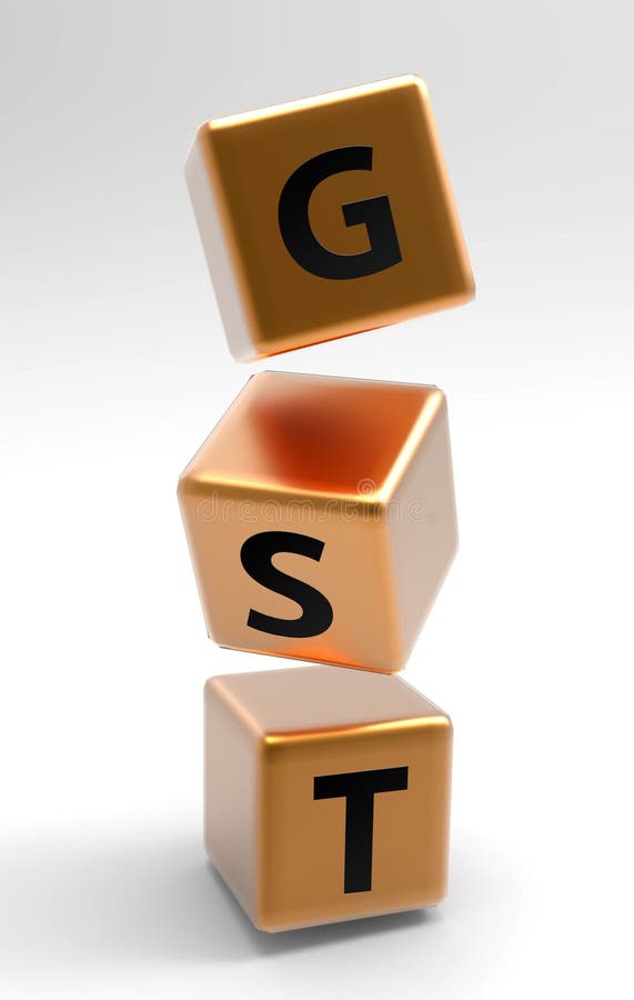 GST 3d cubes in the air. 3d render illustration. royalty free illustration GST 3d cubes in the air. 3d render illustration. royalty free illustration