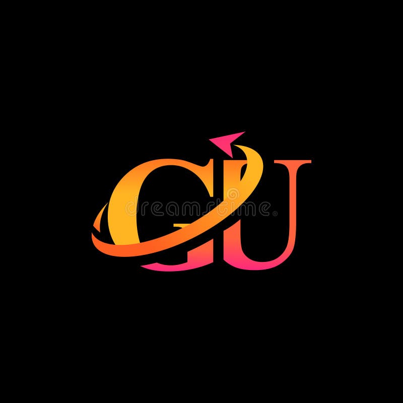 GU aerospace creative logo design stock illustration