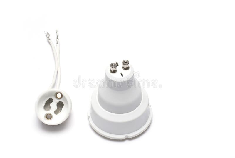 GU10 lamp socket LED lamp bulb white stock photos