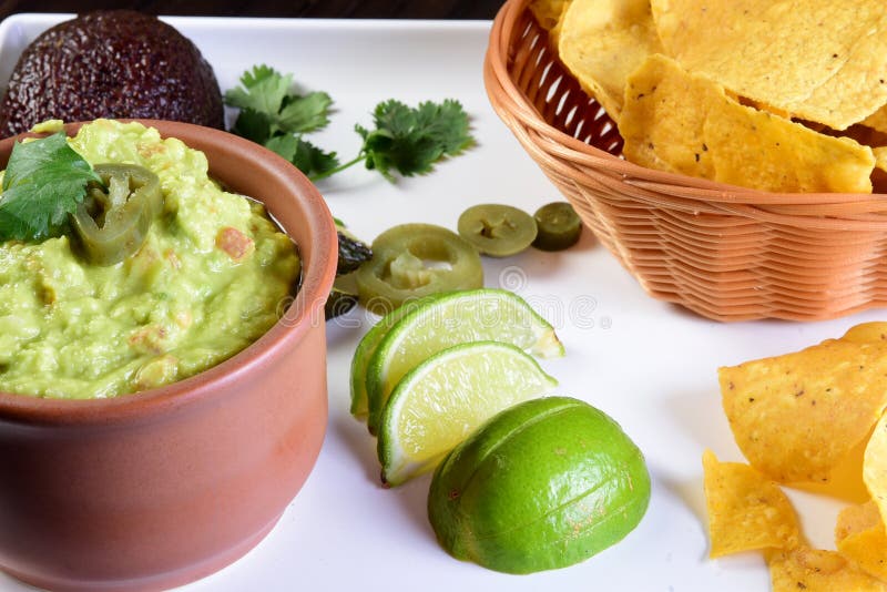 Guacamole Avocado Folder with Tomato Tomato Lemon Typical Mexican Tex