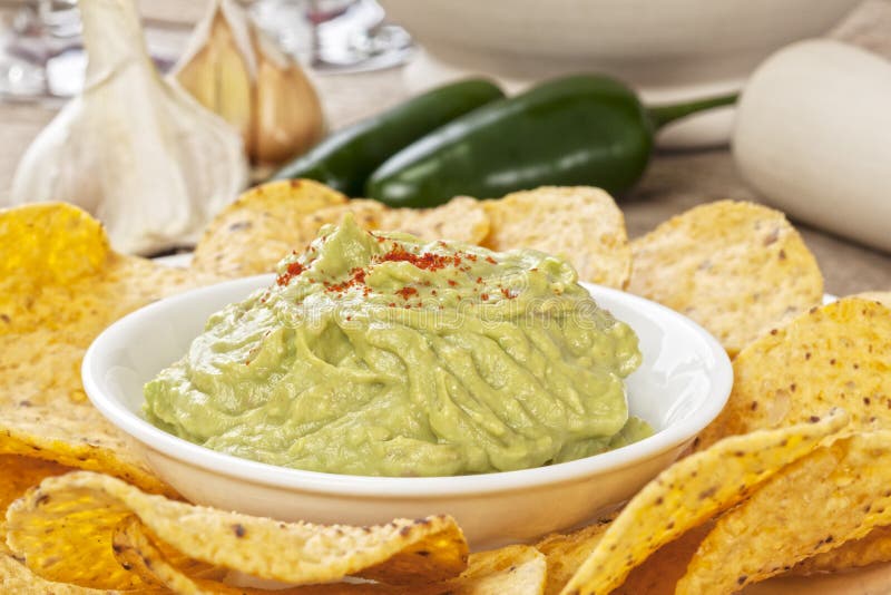 Guacamole Dip and Corn Chips Stock Photo Image of wine, avocado