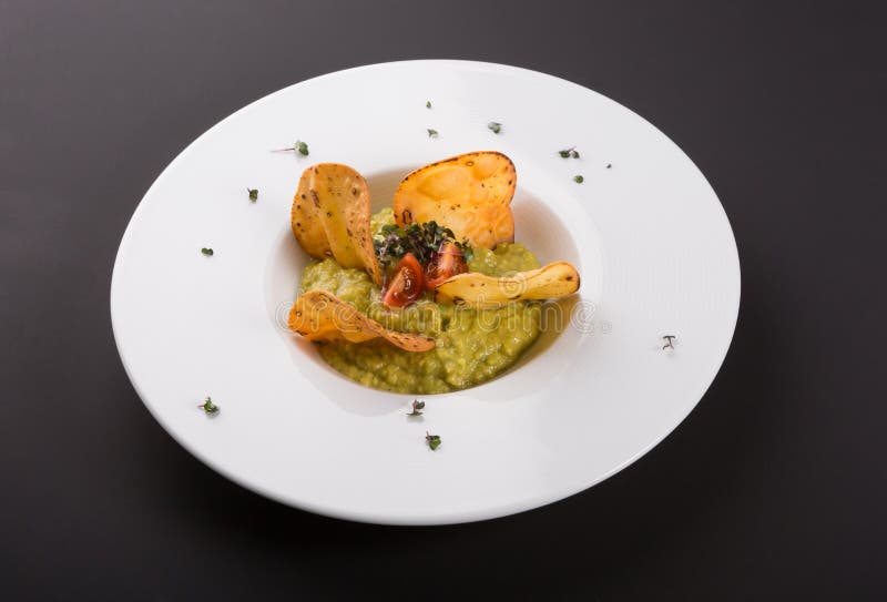 Guacamole with Potato Chips Stock Image Image of chip, puree 181371301