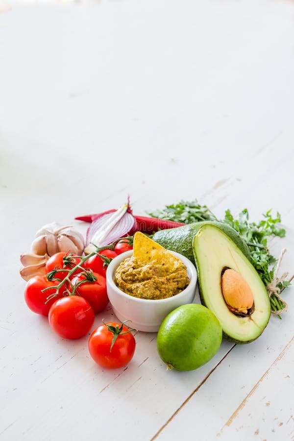 Guacamole Sauce And Ingredients Stock Photo - Image of snack ...